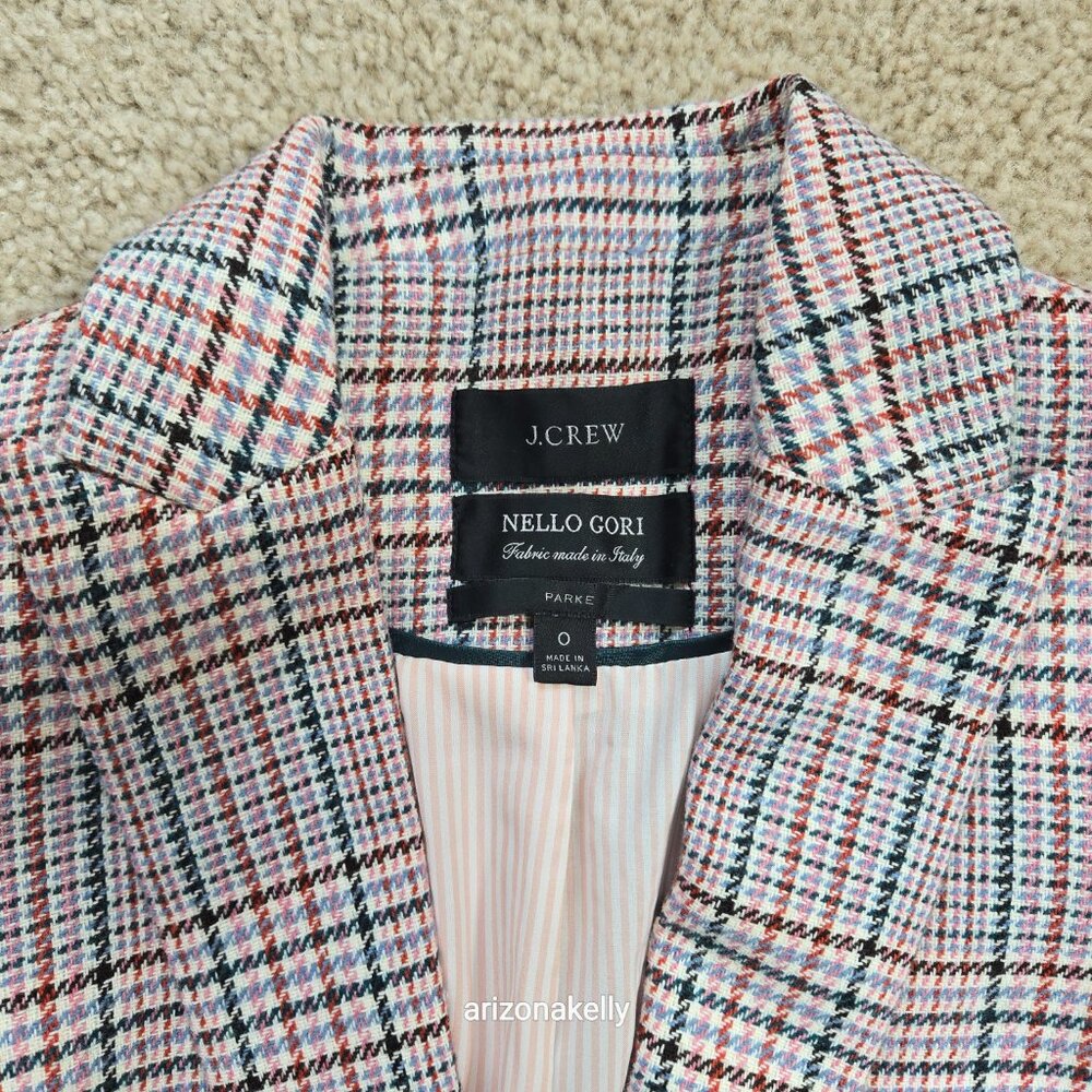 J. Crew Parke Blazer in Ivory Plaid Italian Wool Size 0 - Picture 7 of 13
